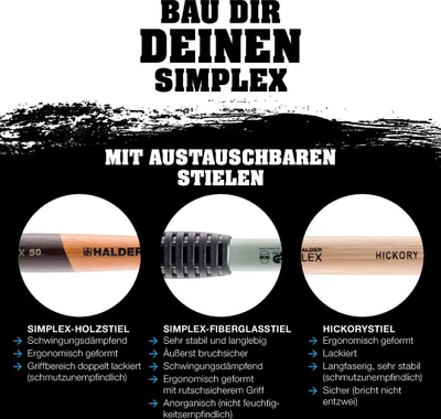 Produktbild von HALDER SIMPLEX Ersatzstiel aus Holz Kopf 60mm Stiel 207mm extra kurz
