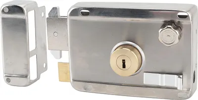 Image de Serrure mécanique extérieure antivol avec poignée Prévention de la rouille Serrure de portail extérieur en acier inoxydable pour porte en bois Argenté