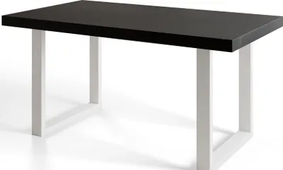 Obrázek produktu pro Alpi Moebel, obdélníkový jídelní stůl Loft-U, moderní stůl v industriálním stylu, 140 x 80 x 77 cm, černý s bílými kovovými nohami
