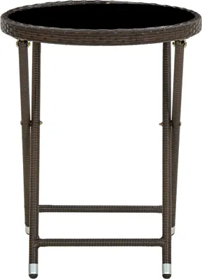 Produktbild von vidaXL Beistelltisch Braun 60 cm Poly Rattan und Hartglas