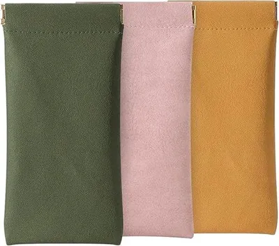 Immagine prodotto di Astuccio per occhiali in pelle con chiusura in velcro, da portare con sé, con scomparto inPoliuretanoper occhiali, per uomo e donna.