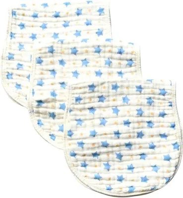 Productafbeelding van Ibenzoa® 3-delige set zachte, absorberende washandjes voor baby's, gemaakt van 100% katoen – met sterrenprint, huidvriendelijk voor de gevoelige babyhuid