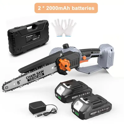 Obrázok produktu pre Mini akumulátorová reťazová píla - 20 V - 2 x 2 Ah batérie - 20,3 cm reťaz - bezuhlíkový motor - automatické mazanie reťaze - nabíjačka pre EU
