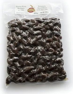 Produktbild von MOUSTERAKIS 07020 - KALAMATA Black Oliven in Salz eingelegt - 500gr Vakuumverpackung Kalamon