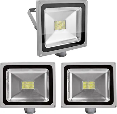 Produktbild von 3pcs 80W LED Fluter SMD Strahler mit PIR Bewegungsmelder,Greenmigo 120° Fluter IP65 Wasserdicht Aluminiumkörper Grau Kaltweiß