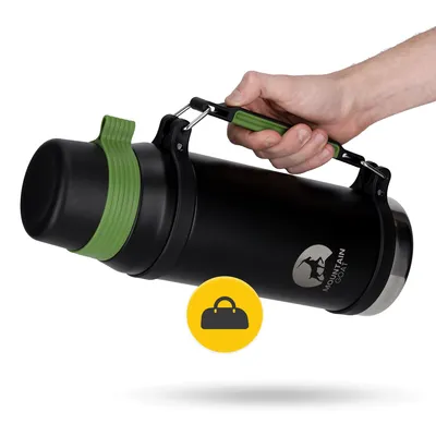 Produktbild von MOUNTAIN GOAT Thermoskanne, 2 Liter, Edelstahl, Doppelwandig, Mit Becherdeckel, Schwarz Grün