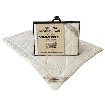 Produktbild von Merino Schafschurwolle extra leichte Sommerdecke Kuschelzeit in 155x220 cm
