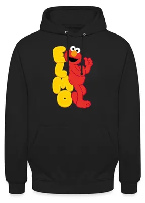 Produktbild von Spreadshirt Sesamstraße Elmo Mit Schriftzug Uni Hoodie, XL, Schwarz