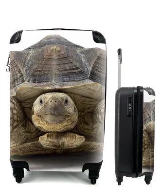 Produktbild von MuchoWow® Koffer Handgepäck Trolley Rollkoffer Kleine Reisekoffer mit 4 Rollen - Schildkröte - Tiere - Weiß - Cabin Size < 55x40x23 cm & 55x40x20 cm - Fotokoffer - Kabinenkoffer - Boardgepäck - Reise-Box - Reisekoffer - Reisegepäck - Koffer mit Bild - Trolley für Kinder