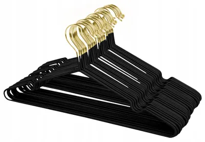 Produktbild von Kleiderbügel PVC beschichtet - 20er Set - Rutschfeste Bügel - Schwarz-Gold