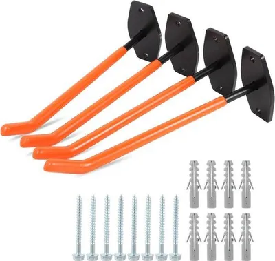 Zdjęcie produktu dla Zestaw 4 solidnych haczyków garażowych, 26 cm