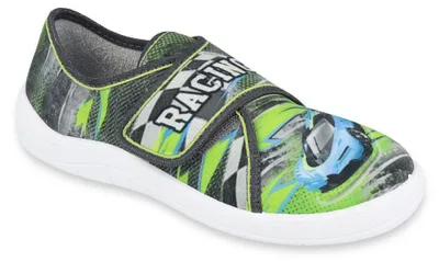 Produktbild von BEFADO Jungen Hausschuhe Sneakers Racing, Klettverschluss Grün 32