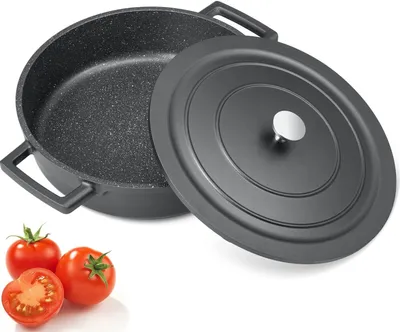 Produktbild von PurpurRain Bratentopf Induktion Schmortopf mit Deckel abnehmbare Griff, Ø 28 cm