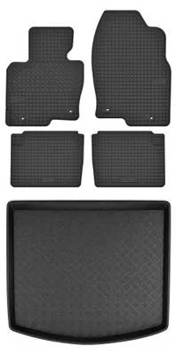 Zdjęcie produktu dla Dywaniki gumowe + mata bagażnika do Mazda CX-5 I 2012-2017 (SUV, standardowy bagażnik) – czarne, dopasowane – Wielganizator