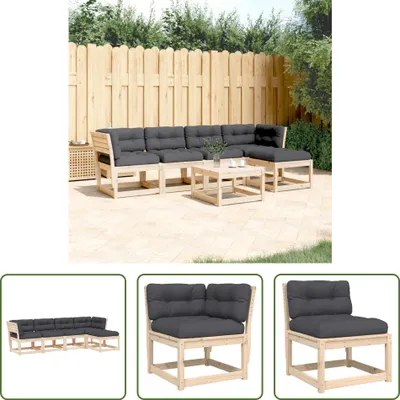 Produktbild von The Living Store 5-tlg. Garten-Sofagarnitur mit Kissen Massivholz Kiefer