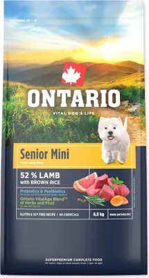 Imagen del producto de Alimento para perros Ontario Senior Mini, sabor cordero y arroz integral, 6,5 kg