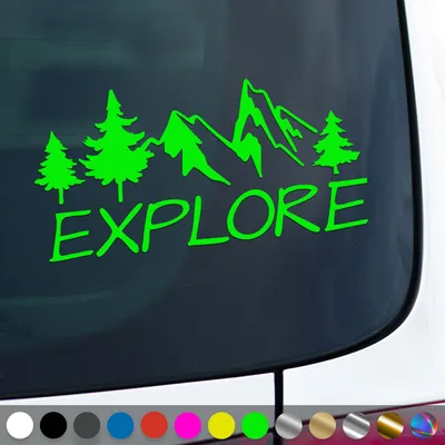 Produktbild von PantherPixel Camping Aufkleber Erkunden Entdecken Reisen Explore Sticker Auto Geschenkidee Farbe Neon-Grün