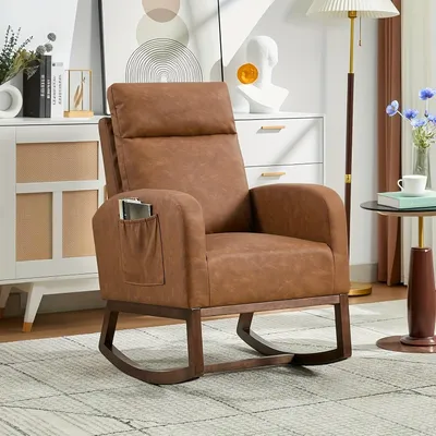 Zdjęcie produktu dla Ergonomiczne krzesło bujane - Krzesło bujane do salonu - Fotel wypoczynkowy - Fotel - Z podnóżkiem