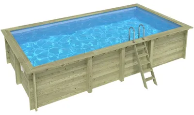 Immagine prodotto di Piscina in legno AQUA 7 x 3.75 - H.1.45 m, azzurro chiaro, con supporti da cementare