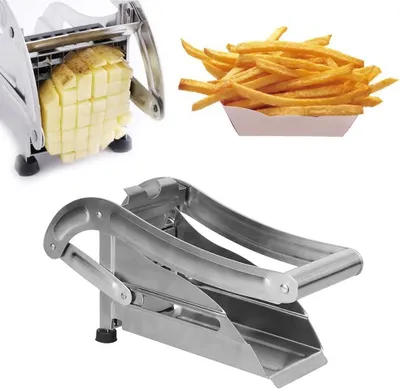 Produktbild von Pommesfresen-Schneider - Gemüseschneider - Für selbstgemachte Pommes frites - Zwei verschiedene Messereinsätze - 25 x 12 x 9 cm