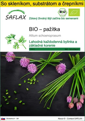 Obrázok produktu pre SAFLAX Kultivačný set - BIO – pažítka - Allium schoenoprasum - 250 Semená - S mini skleníkom, pestovateľským substrátom a 2 črepníkmi