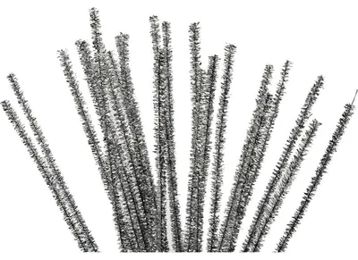 Produktbild von Chenilledraht, Silber, L: 30 cm, Stärke: 6 mm, 24 Stck./ 1 Pck.