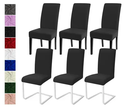 Produktbild von Stuhlhussen 6er Set Dunkelgrau Polyester/Elasthan Waschbar Universal Größe