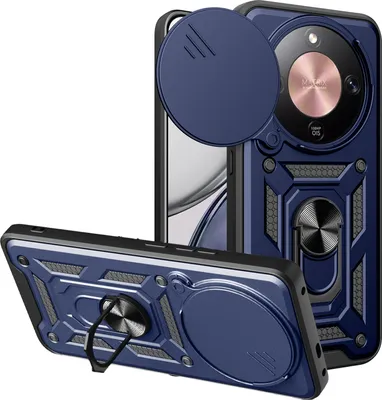 Produktbild von Outdoor Panzer Hülle für Honor Magic 8 Lite Handyhülle Slide Kameraschutz Ringhalter Blau
