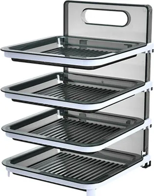Image de Plateau mural de triage des aliments 4 couches Plateau de stockage empilable pour plats d'accompagnement Cuisine grise