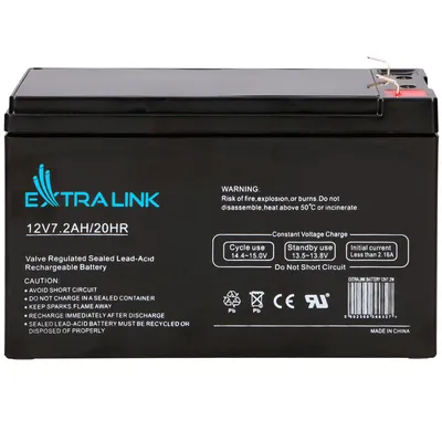 Obrázek produktu pro Extralink AGM Baterie 12 V 7 Ah Bezúdržbová pro UPS, Alarmy a Kamerové Systémy