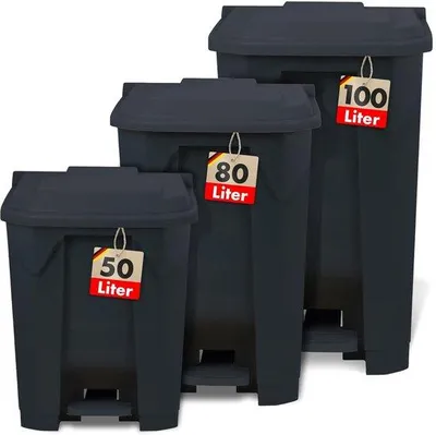 Productafbeelding van Grote pedaalemmer 80 liter met deksel voor scheiden van afval