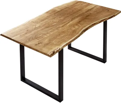 Produktbild von Esstisch Baumkante massiv Akazie naturfarben 130 x 75 cm schwarz U-Gestell BILLY