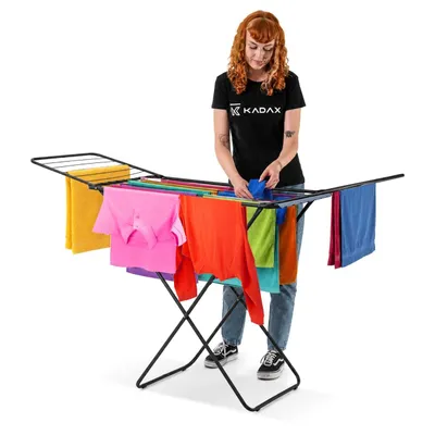 Image de KADAX Séchoir à linge, vertical, stable, 18 m, pour les vêtements, pliable, pour le linge, grand