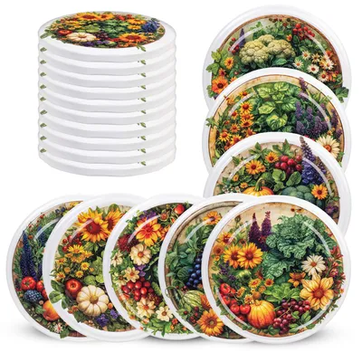 Obrázok produktu pre KADAX skrutkovacie viečka fi 82 mm x 10 ks, sada kovových viečok typu twist-off, náhradné viečka na konzervovacie poháre, viečka so 6 zárezmi na poháre na zaváranie a konzervovacie poháre (zeleninová záhrada, 10 ks)