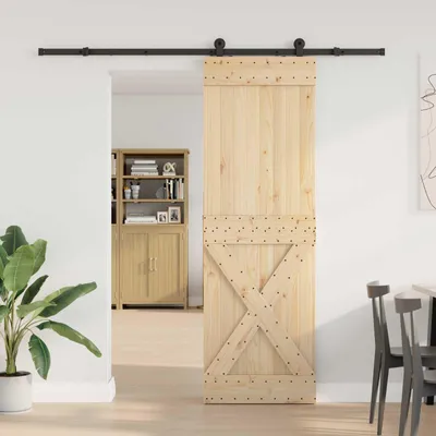 Produktbild von Möbel Schiebetür NARVIK Natürlich und Schwarz 70 x 210 cm (213,5 cm)Zimmertüren  - Zimmertüren  c6163