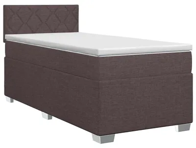 Image de vidaXL Lit boxspring avec matelas brun foncé 90 x 190 cm Tissu