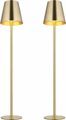 Produktbild von 2er Set LED Tischleuchten, messing, Touchdimmer, IP44, H 47 cm