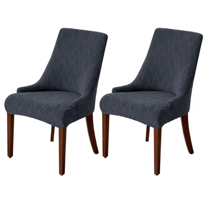 Produktbild von 2 Stück Ohrensesselbezüge, Jacquard Stretch Stuhlhusse, Sesselbezug für Esszimmer und Wohnzimmer, Esszimmerstuhl-Hussen,Dunkelgrau