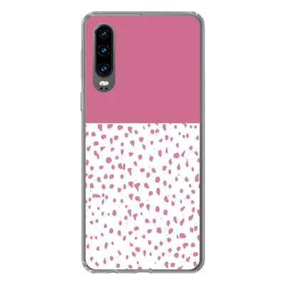 Produktbild von MuchoWow® Handyhülle Schutzhülle Hülle für Huawei P30 Punkte - Rosa - Muster Silikon Softcase Handy Hülle - Kartenbesitzer