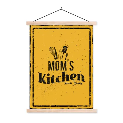 Produktbild von MuchoWow® Textilposter Küche - Mama - Vintage 40x53 cm mit holzfarbenen Rahmen - Schlafzimmer