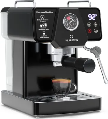 Image de Klarstein Libeica machine à café en grains – 19 bars, 1350 W, acier inoxydable, buse vapeur, réservoir 1,8 L, panneau tactile, pour expresso & café en poudre, design élégant
