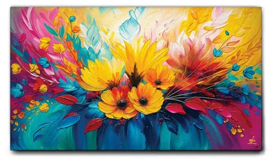 Zdjęcie produktu dla Giallobus - 24 - Kwiaty na wietrze - Giallobus - 140D x 80S cm - Obraz - Standaard frame canvas