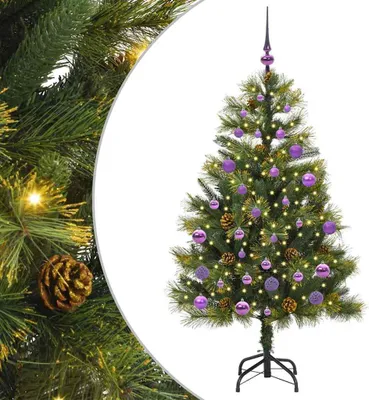 Produktbild von vidaXL Künstlicher klappbarer Weihnachtsbaum mit Tannenzapfen 150 cm