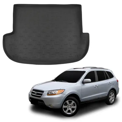Image de Tapis De Coffre Sur Mesure Pour Hyundai Santa Fe 2006-2012 5-Seats, Noir, Antidérapant, Bord Haut, Toutes Saisons