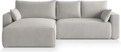 Produktbild von Masseno Ecksofa FORIL P mit Schlaffunktion L-Form, Sofa mit Bettkasten, Wohnzimmersofa, Couch, Soffa, Bettsofa, Couchgarnitur- Creme, POSO 100