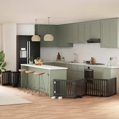Imagen del producto de Puerta para perros plegable, color , de 800 cm, fabricada en madera de álamo, resistente a la intemperie. Ideal como barrera para perros en interiores y exteriores, jaula segura para perros, corral para cachorros y protección para mascotas