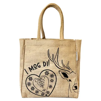 Produktbild von Domelo Jute Handtasche kleine Jutetasche vegane Einkaufskorb mini Tragetasche