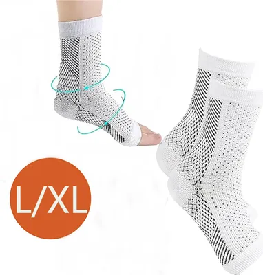 Produktbild von Kompressionsstrümpfe Kompressionssocken Gegen Krampfadern Sprunggelenkbandage Knöchelbandage bei Schwellungen für Herren und Damen Weiß L/XL