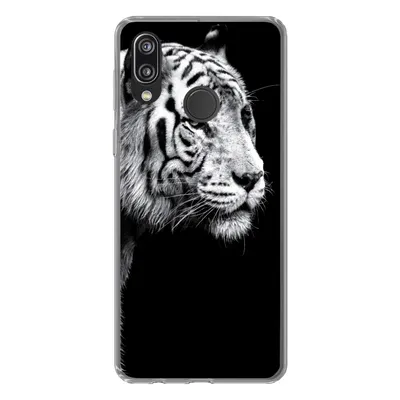 Produktbild von MuchoWow® Handyhülle Schutzhülle Hülle für Huawei P20 Lite (2020) Studioaufnahme eines weißen Tigers auf schwarzem Hintergrund Silikon Softcase Handy Hülle - Kartenhalter
