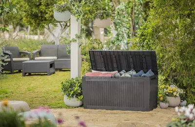 Produktbild von Kissenbox 270 Liter Wasserdicht mit Belüftung - Moderne Holzoptik